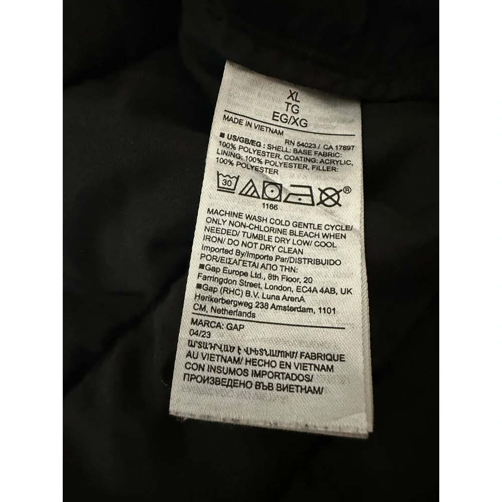Gap Mens XL Puffer Vest Black ColdControl Water Resistant Ripstop